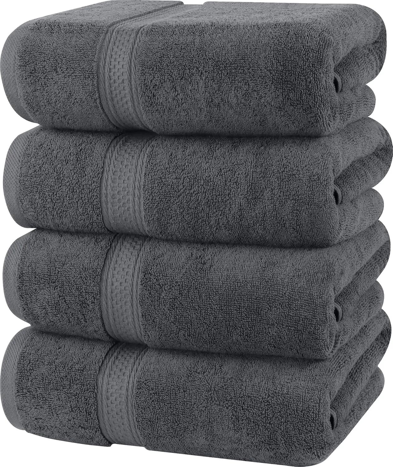 Bild von Utopia Towels 4er-Pack Badetücher aus 100% Baumwolle in Grau, 69 x 137 cm, sehr saugfähig und weich
