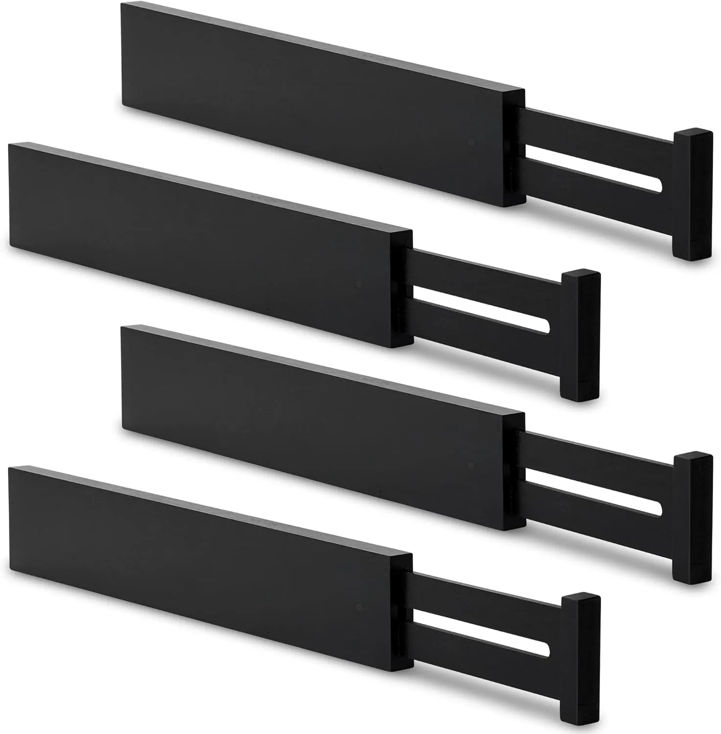 Bild von Utoplike 4er Set verstellbare Bambus Schubladenteiler in Schwarz
