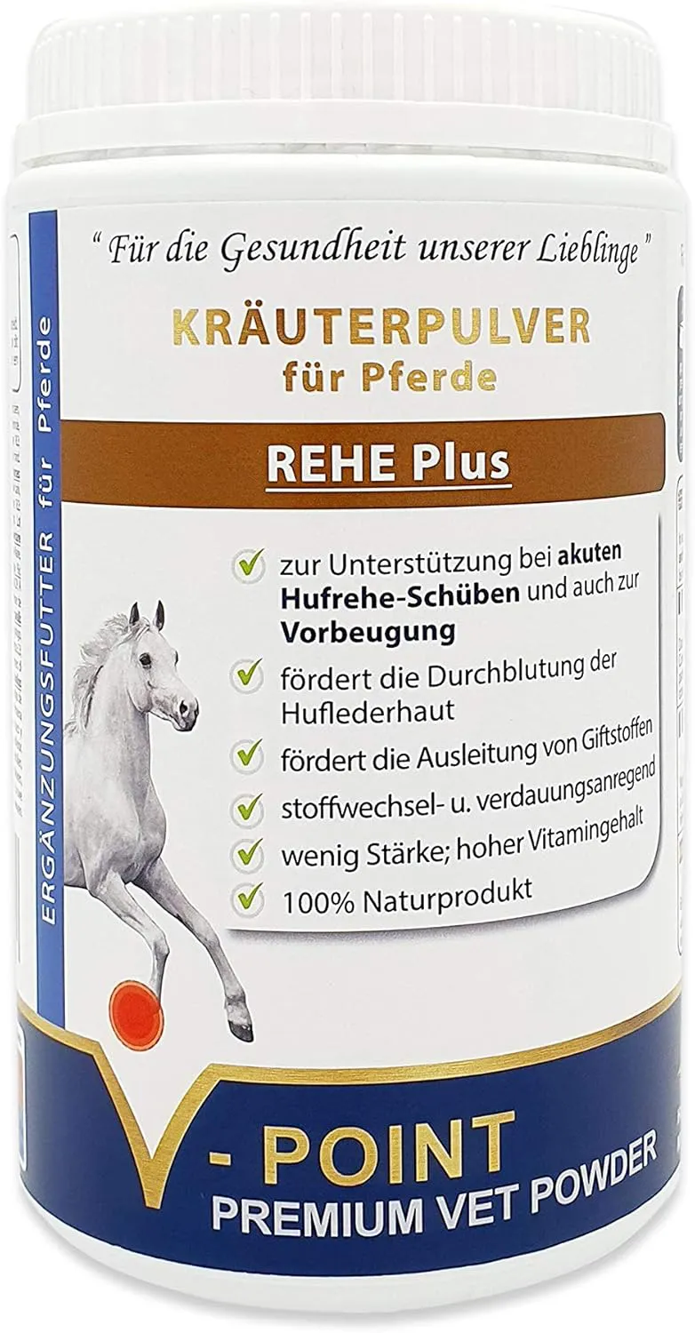 Bild von V-POINT REHE Plus zur Vorbeugung akuter Hufrehe mit Hagebuttenpulver, Mariendistel und Spirulina in 450 g