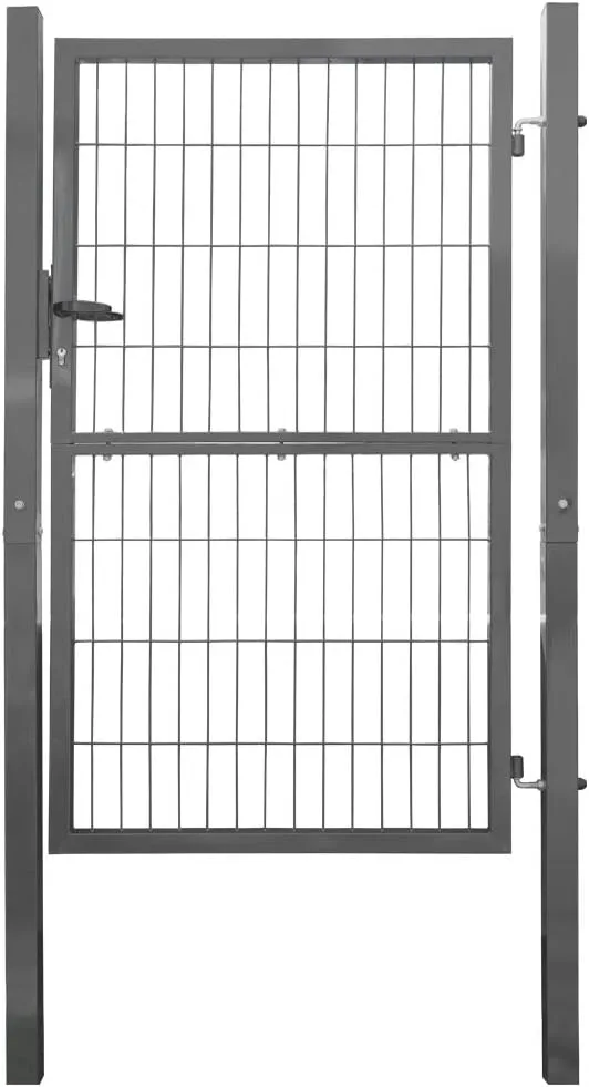 Bild von V2Aox Gartentor aus Metall für Stabmattenzaun, 160 cm hoch, abschließbar, inklusive Pfosten in Anthrazit