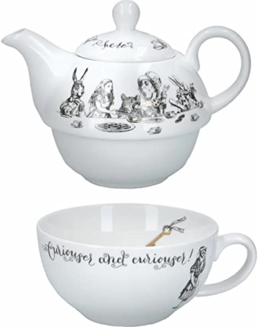 Bild von V&A Alice im Wunderland Teekannen und Tassen Set für eine Person in Geschenkbox aus feinem China mit 250 ml Fassungsvermögen