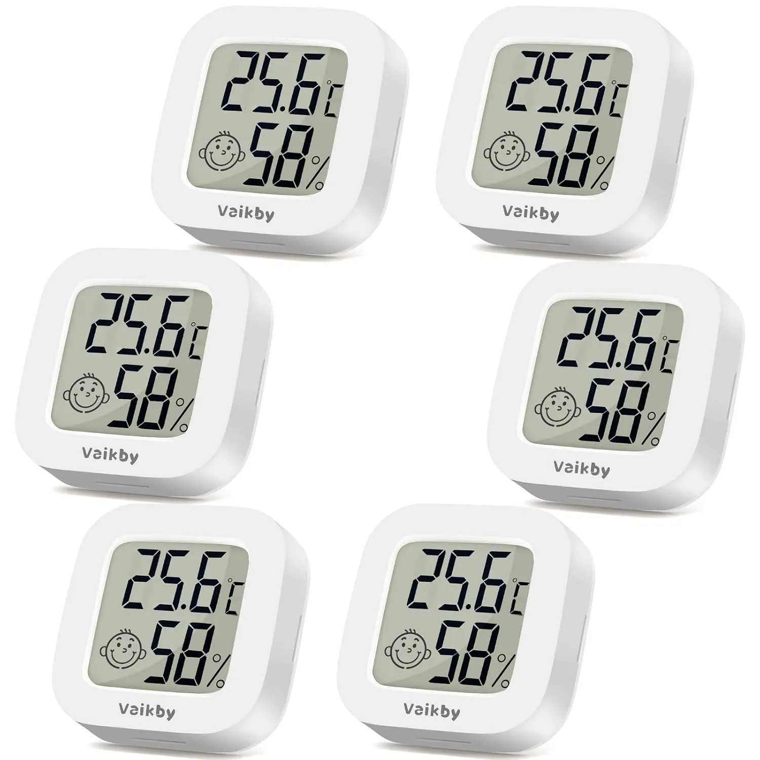 Bild von Vaikby Mini Digital Thermometer und Hygrometer Set mit 6 Geräten für Innenräume, präziser Temperatursensor mit Anzeige in Fahrenheit und Celsius