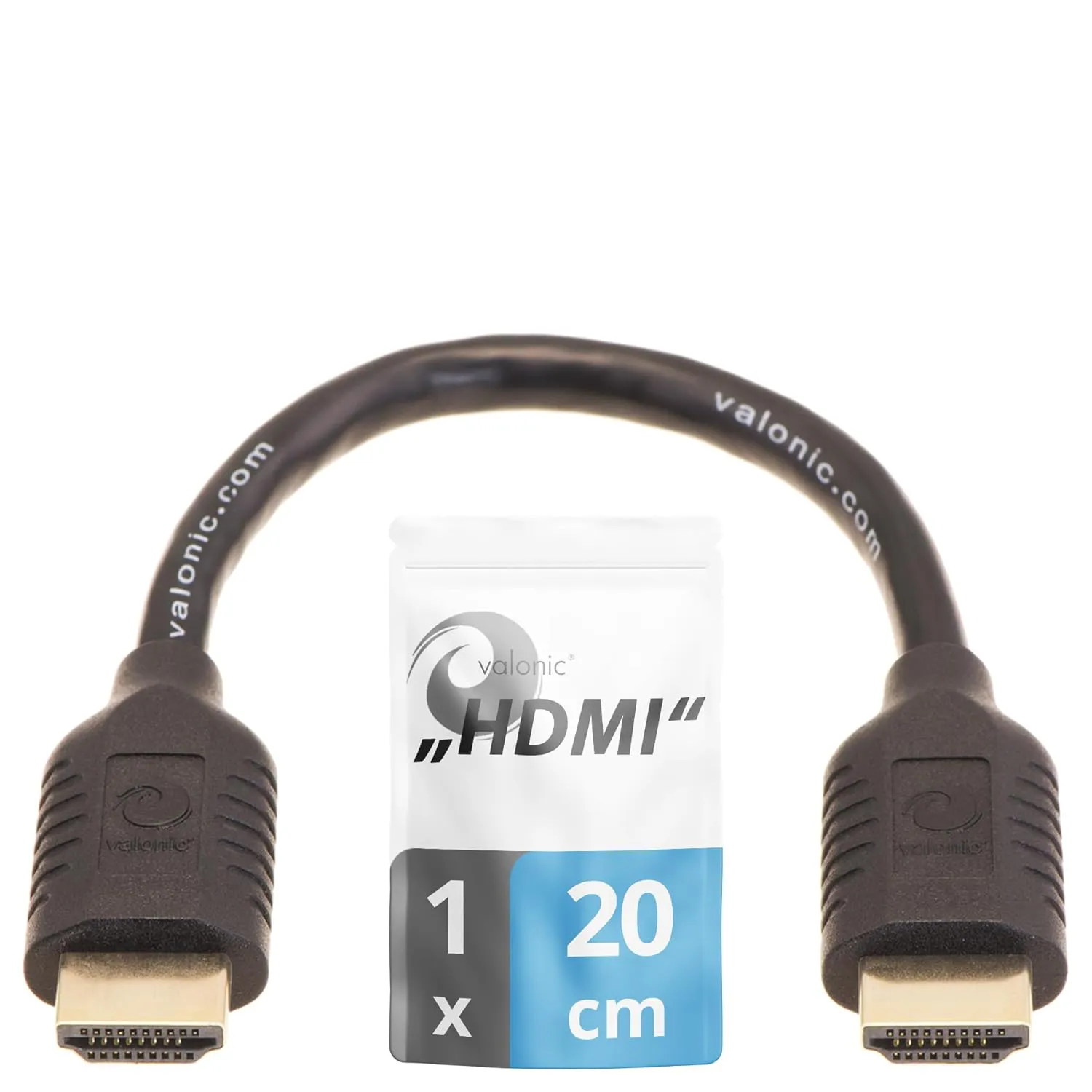 Bild von Valonic HDMI Kabel 20 cm schwarz für 4K UHD und Ethernet