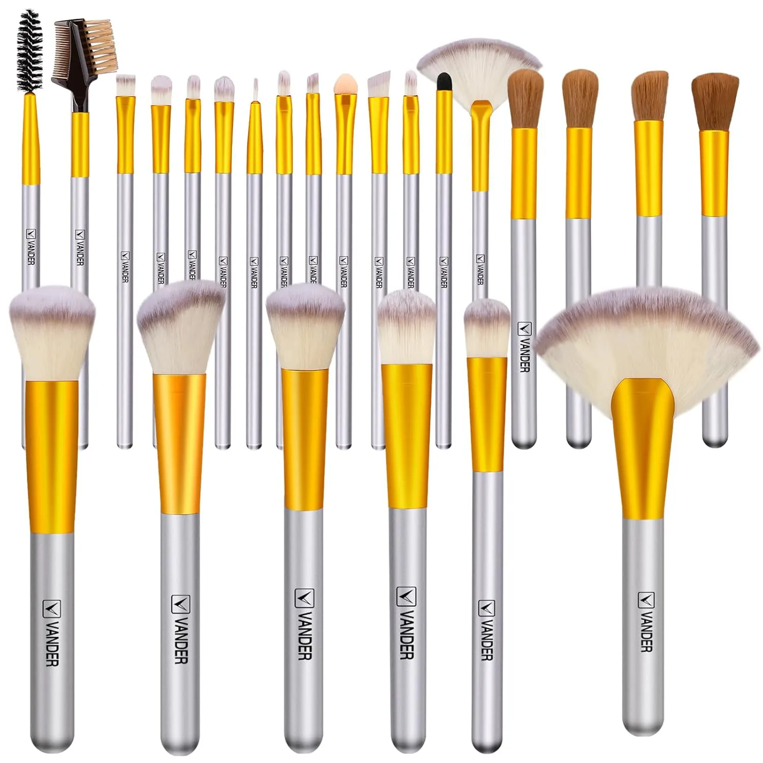 Bild von VANDER 24-teiliges Makeup Pinselset aus synthetischen Materialien für Foundation, Puder, Lidschatten und Blush