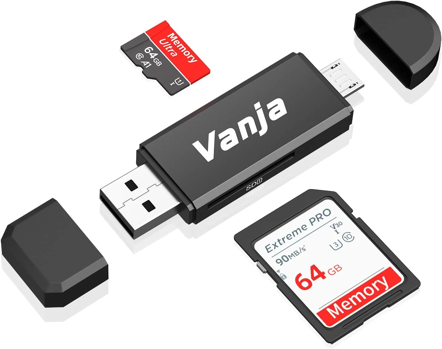 Bild von Vanja SD Kartenleser für SD, SDXC, SDHC, TF und UHS-I Karten, kompatibel mit Laptop und Handy