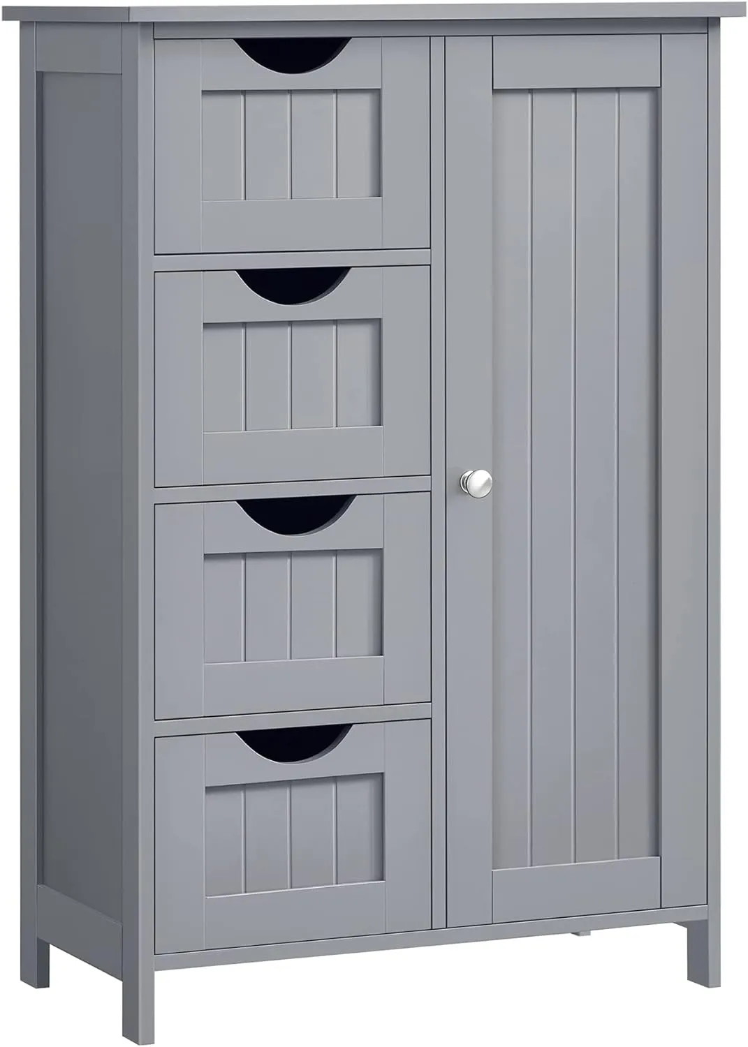 Bild von VASAGLE Badezimmerschrank in Taubengrau mit 4 Schubladen, Tür und verstellbarer Ablage, Maße 30 x 55 x 82 cm, Artikelnummer LHC041P36