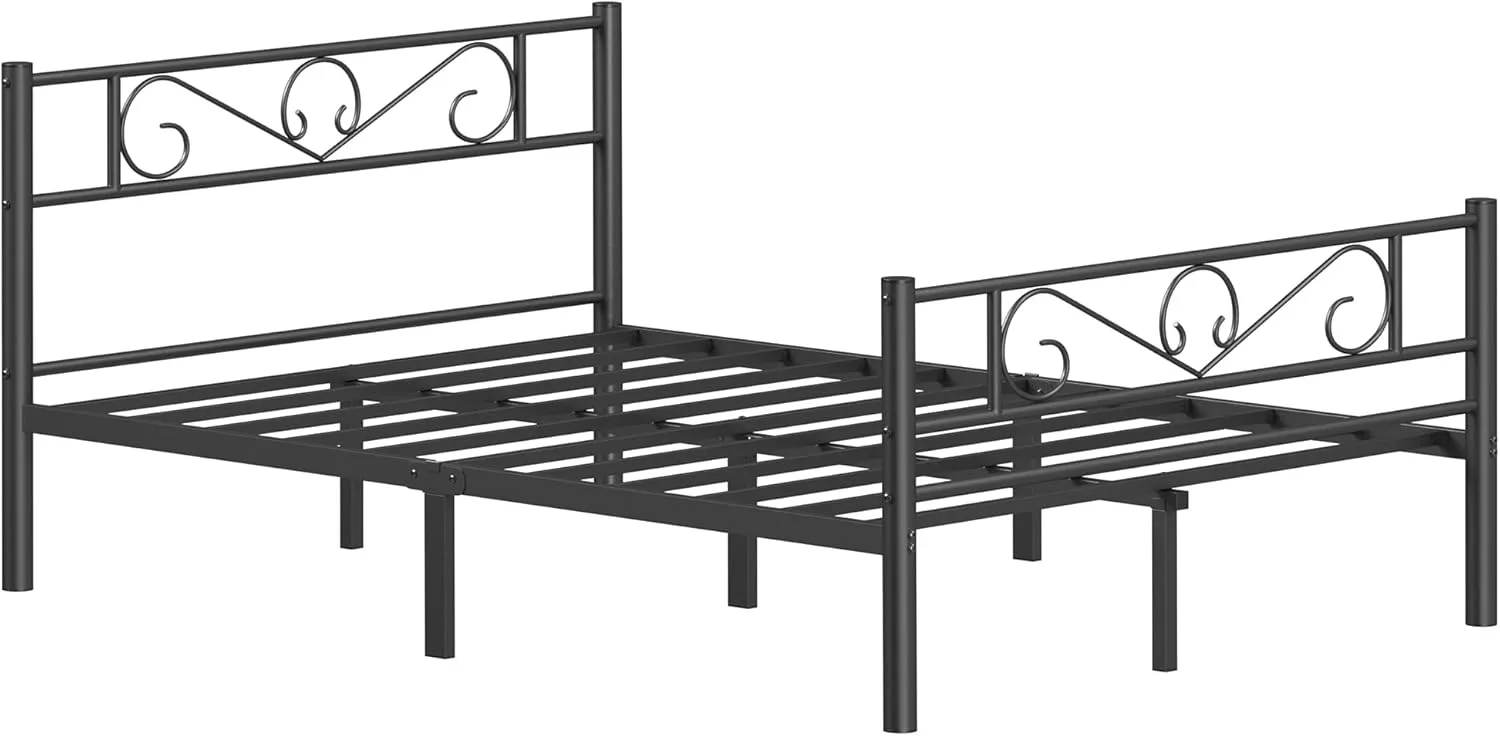 Bild von VASAGLE Bettgestell 140 x 200 cm aus Metall in tintenschwarz, einfach zu montieren, Modell RMB064B01