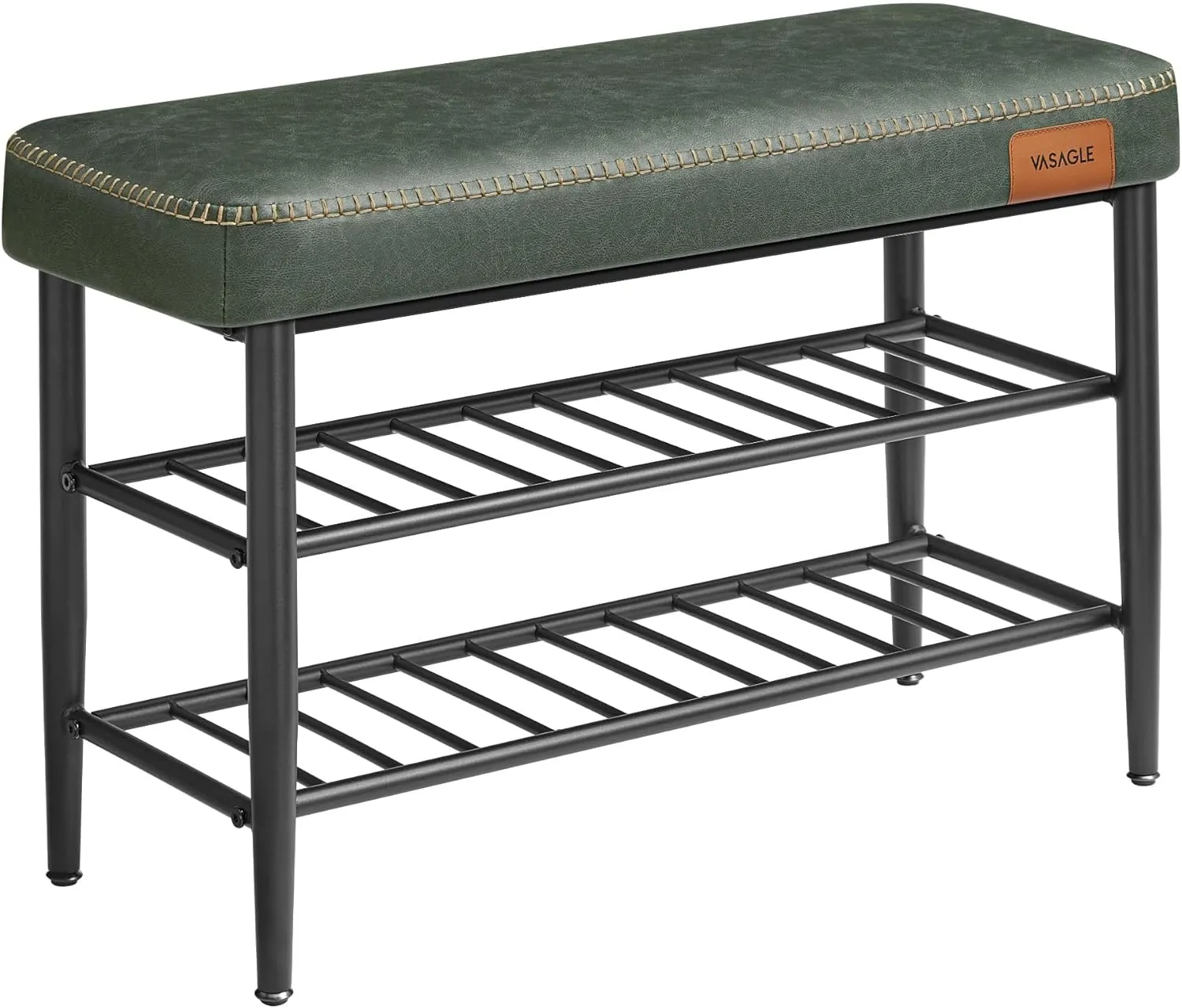 Bild von VASAGLE EKHO Schuhbank im Mid-Century-Modern-Stil in waldgrün, bis 135 kg belastbar, Maße 30 x 80 x 50 cm, Modell LSB054C01