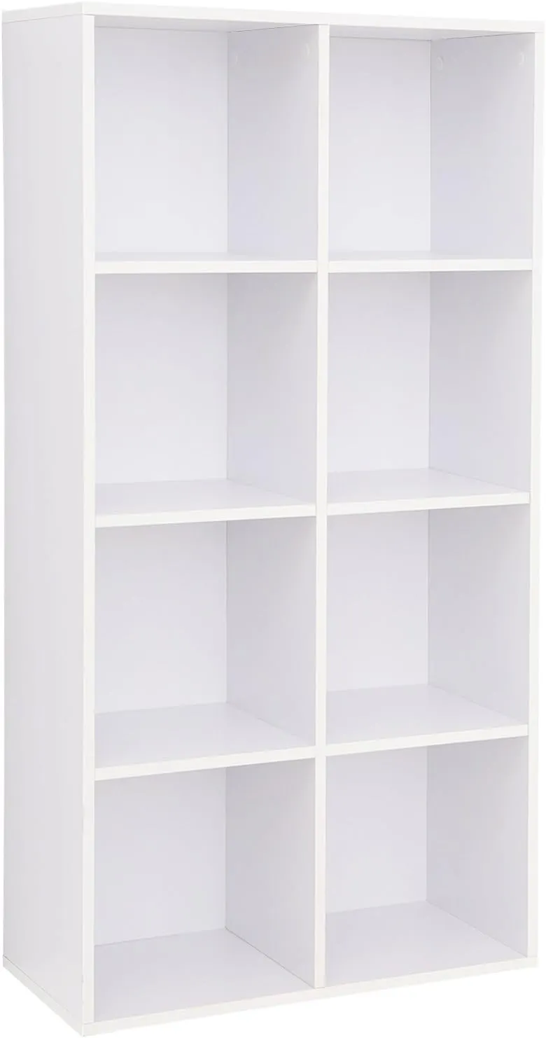 Bild von VASAGLE LBC24WT Bücherschrank mit 8 Fächern in Weiß für Wohnzimmer, Schlafzimmer, Büro und Kinderzimmer