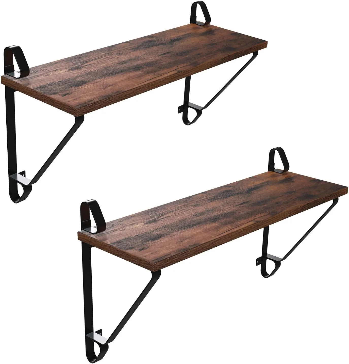 Bild von VASAGLE LCR01BX Wandregale im 2er Set im Industrie-Design, vintagebraun-schwarz, Maße 60 x 20 x 33 cm