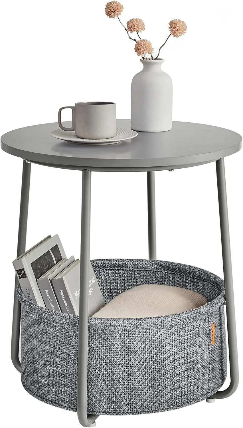 Bild von VASAGLE runder Beistelltisch in Taubengrau mit Stauraum und modernem Design, Artikelnummer LET223G36