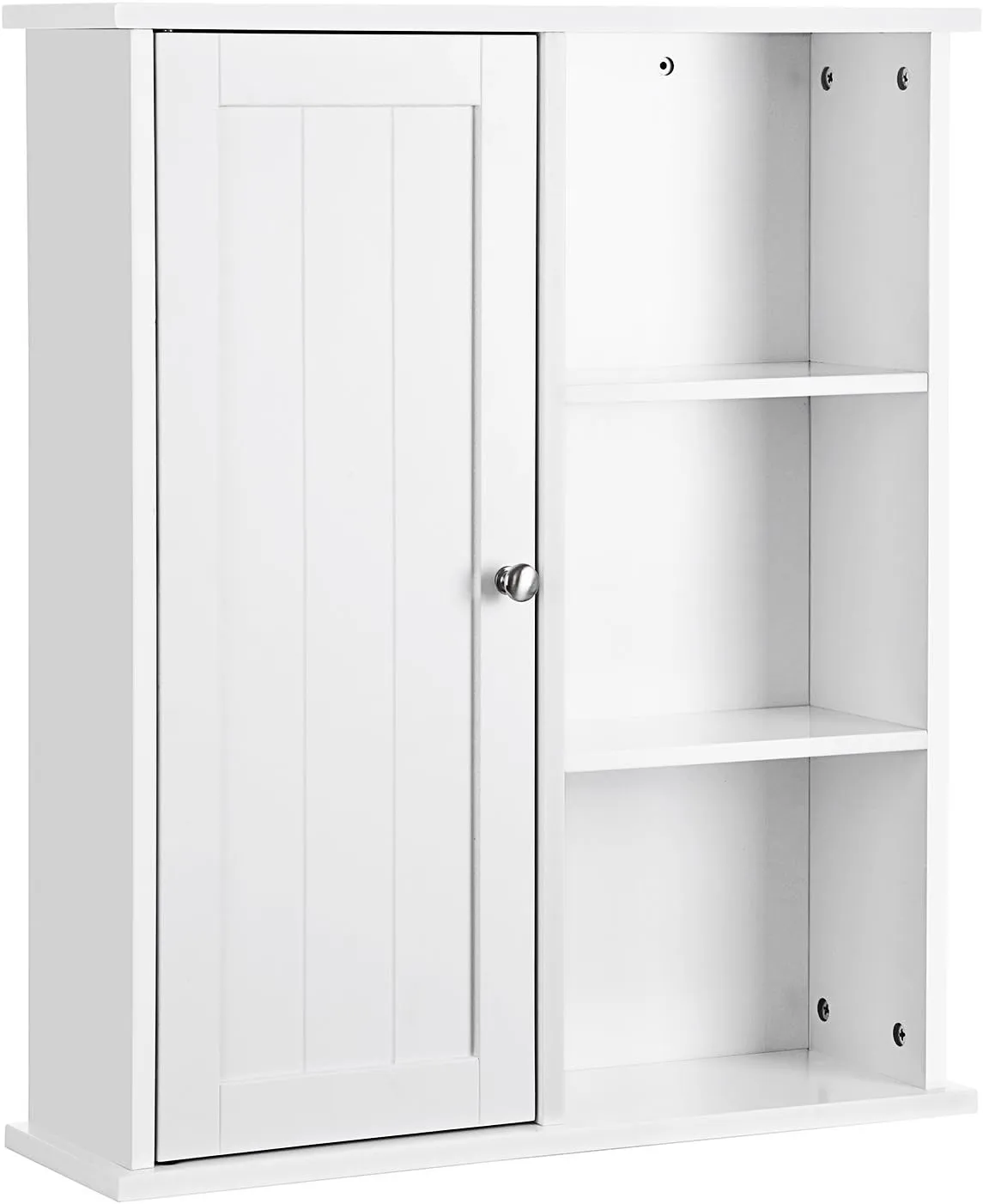 Bild von VASAGLE Wandschrank in Weiß mit Tür und Einlegeboden, Maße 60 x 71 x 18 cm, Modell BBC20WT