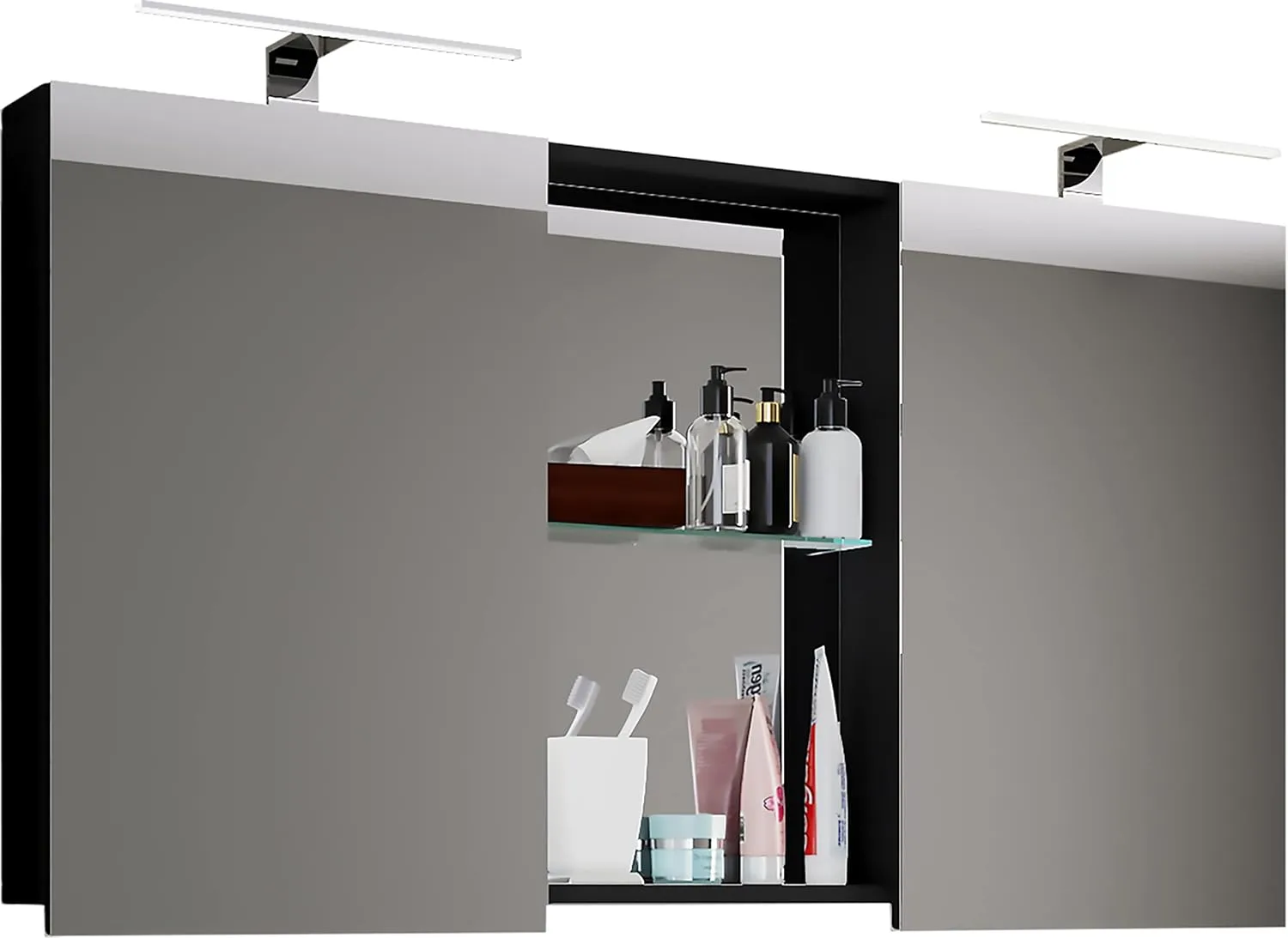 Bild von VCM Budasi Wandspiegel für das Badezimmer in Schwarz