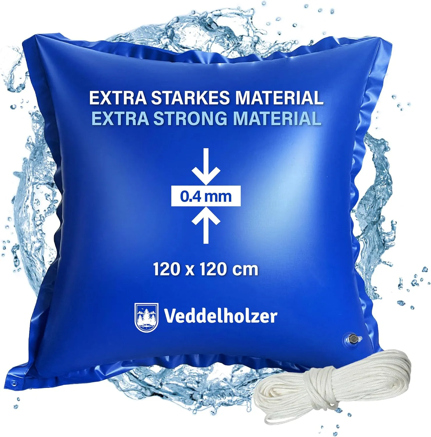 Bild von Veddelholzer XXL Luftkissen mit 120 x 120 cm und 4 m Seil zur Poolabdeckung im Winter