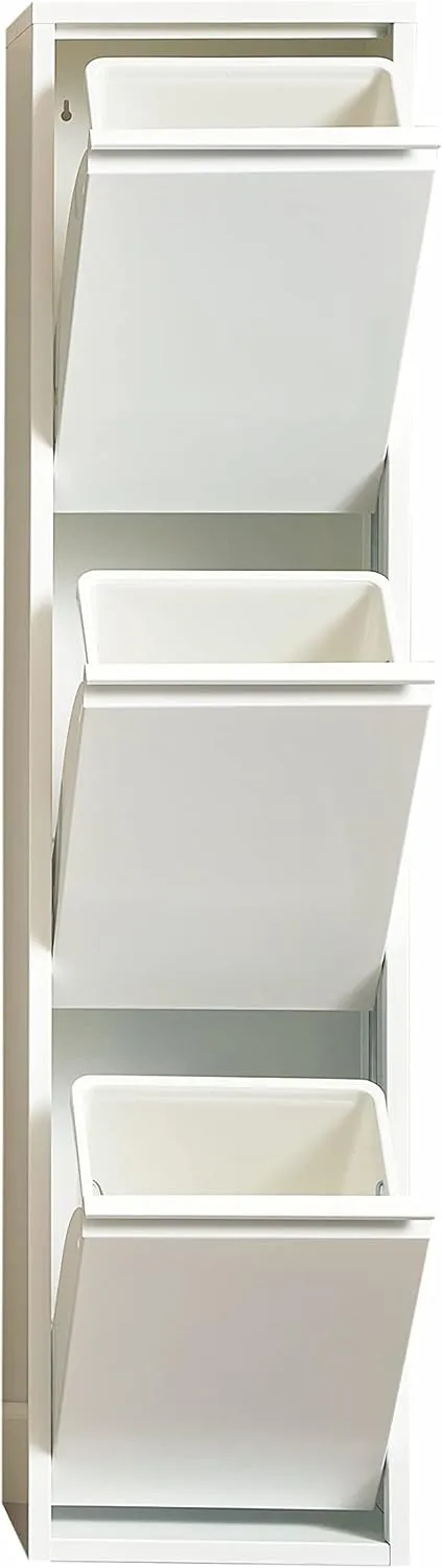 Bild von VEEHAUS Küchenmülleimer mit Edelstahlklappen für vielseitige Nutzung, 45 Liter in Weiß