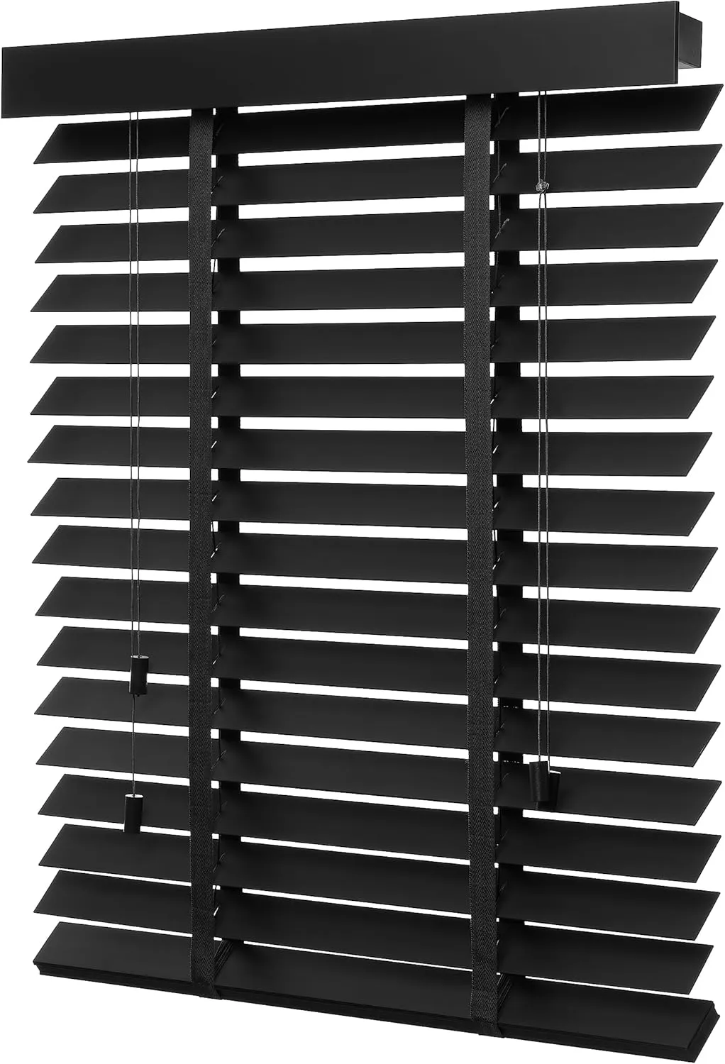Bild von Ventanara Holzjalousie 50 mm aus Echtholz in Schwarz, Größe 80 x 180 cm