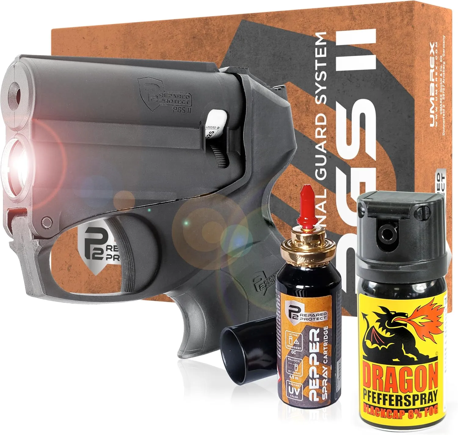 Bild von Verteidigungs-Set P2P PGS II mit Taschenlampe und Pfefferspray 40ml