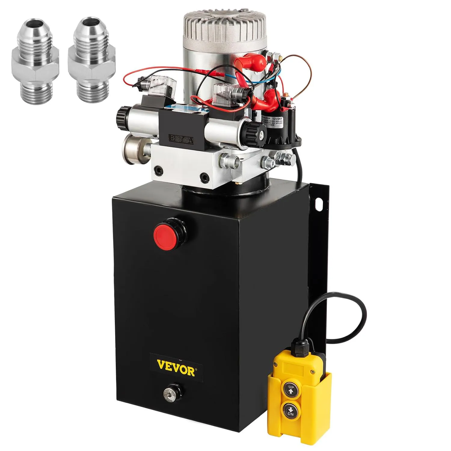 Bild von VEVOR 12 Volt Hydraulikaggregat mit doppelwirkender Pumpe und Messing-Manometer