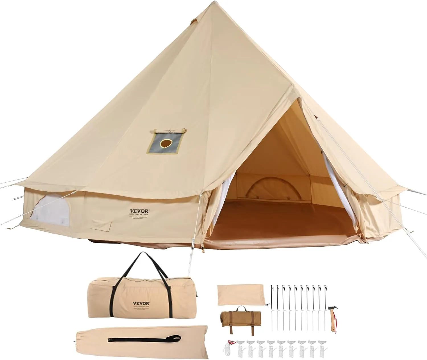 Bild von VEVOR Glockenzelt für 6-12 Personen mit TC-Baumwolle, robusten Eisenstangen und PVC-Bodenplane, 3-7 Meter groß