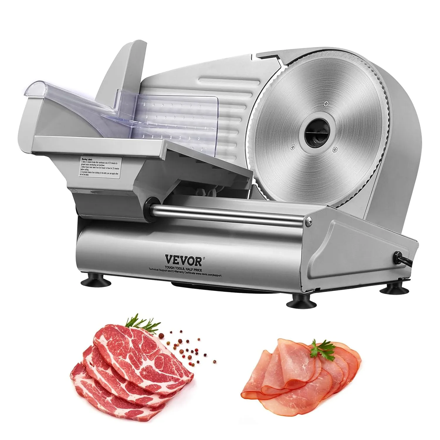 Bild von VEVOR Heimgebrauch Fleisch Allesschneider 180 W, 80–120 U/min Elektrische Aufschnittmaschine Lebensmittelschneider mit SUS420 Klingen, 0–15 mm Einstellbare Dicke für Fleisch, Käse usw.