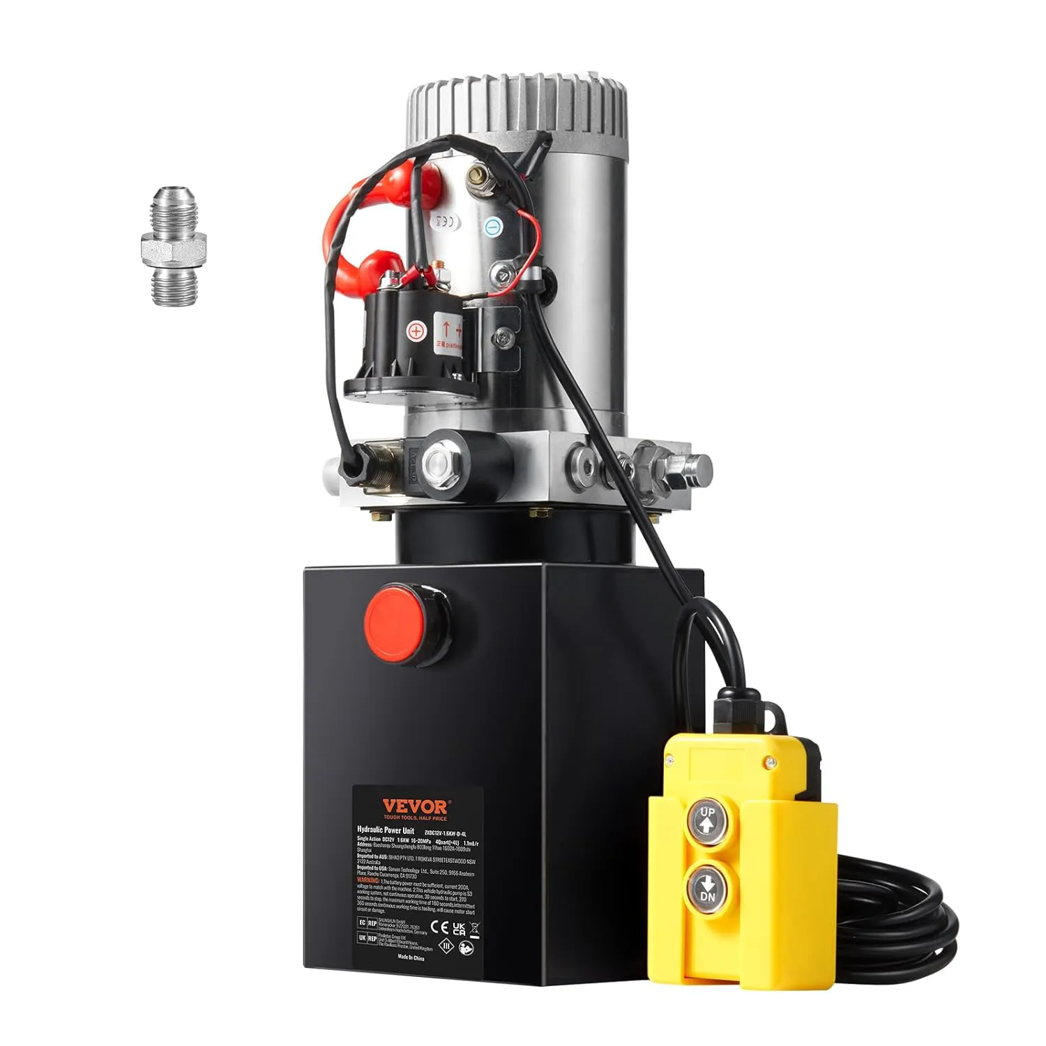 Bild von VEVOR Hydraulikpumpe 12V mit 4 Litern und 1600 Watt für Aufzüge und Gabelstapler
