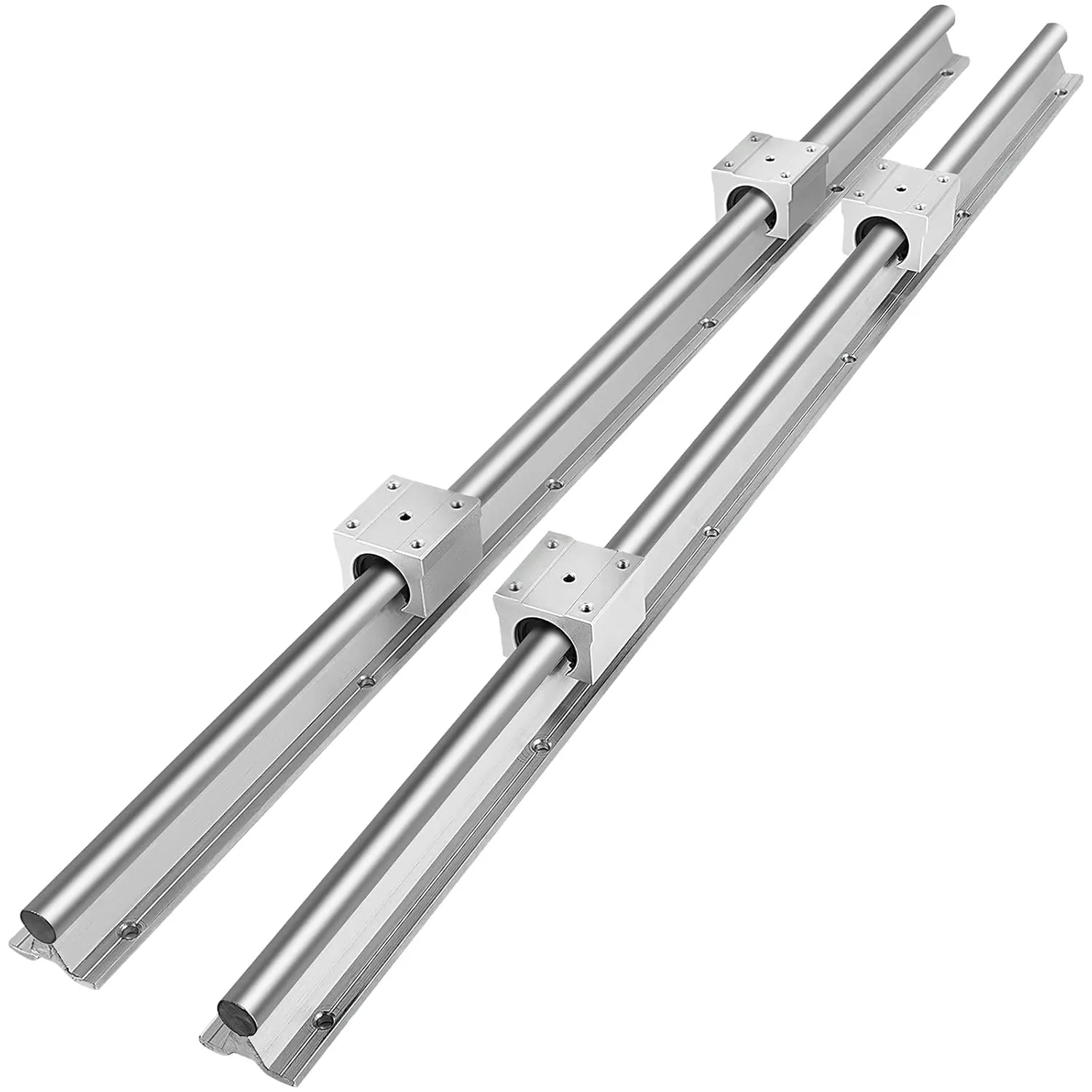 Bild von VEVOR Linearschiene Set mit 2 SBR16 Schienen von 600 mm und 4 SBR16UU Lagern, rostfrei mit vorgebohrten Löchern