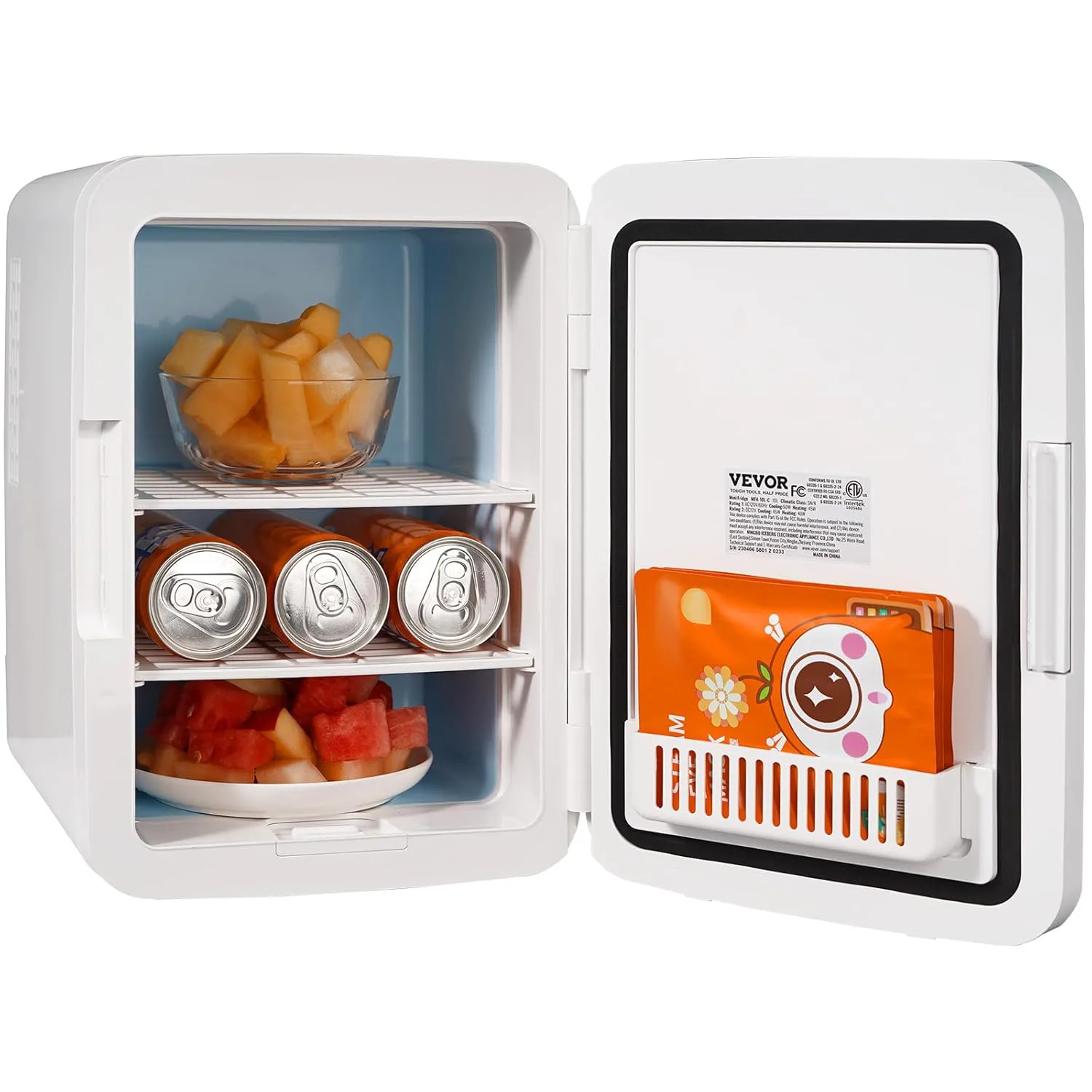 Bild von VEVOR Mini Kühlschrank mit 10 Litern und 2 in 1 Kühl- und Heizfunktion für Büros und Schlafsäle, in Weiß