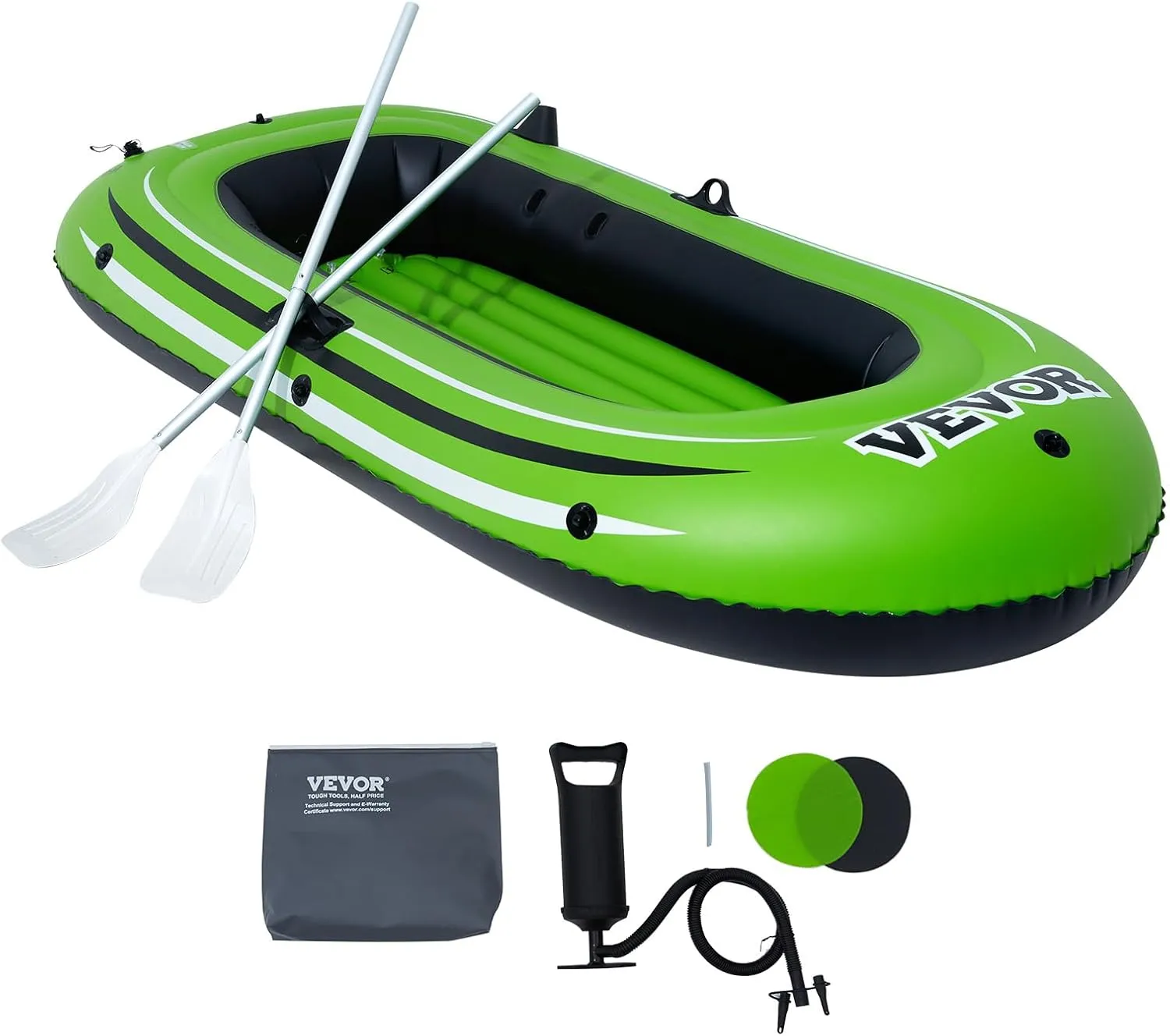 Bild von VEVOR Schlauchboot für 2-5 Personen mit Aluminiumruder, Hochleistungspumpe und Angelrutenhalter, Kapazität von 226,8 bis 499 kg