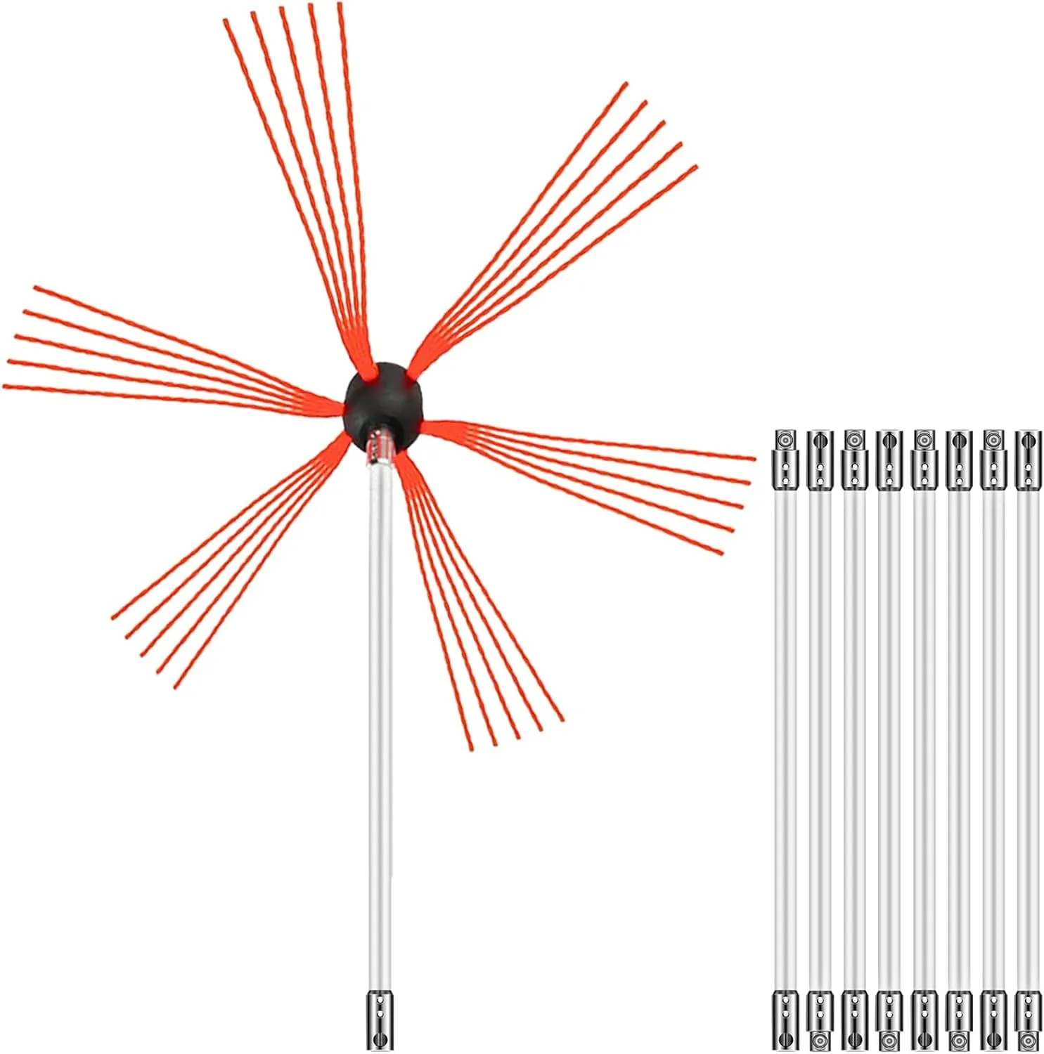 Bild von VEVOR Schornsteinbürste 9 m mit 30 mm Bürstenlänge und 101 bis 305 mm Schornsteinstangen für die Reinigung von Schornsteinen