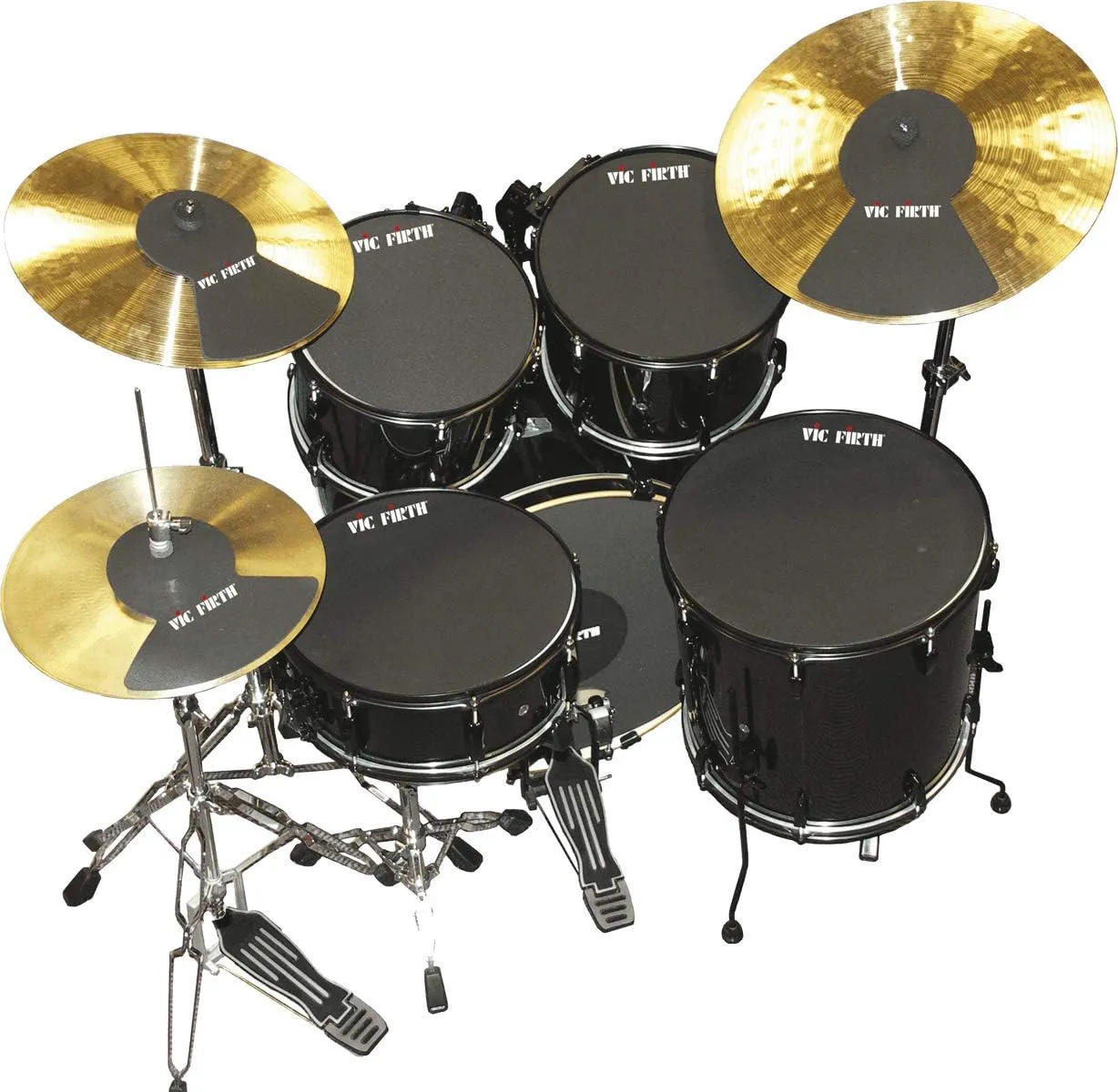 Bild von Vic Firth Fusion Set mit 20 Zoll Drum Pad und Mute Pads in den Größen 10, 12, 14 und zwei Cymbal Pads