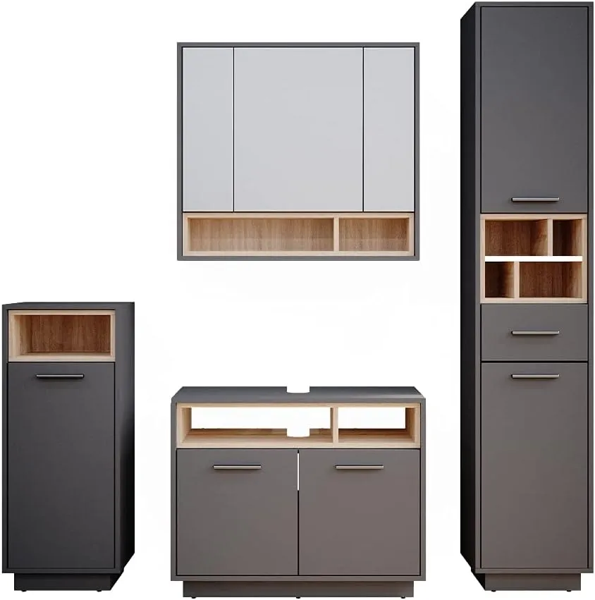 Bild von Vicco Badmöbel-Set Beatrice in Anthrazit und Sonoma, 4 Teile