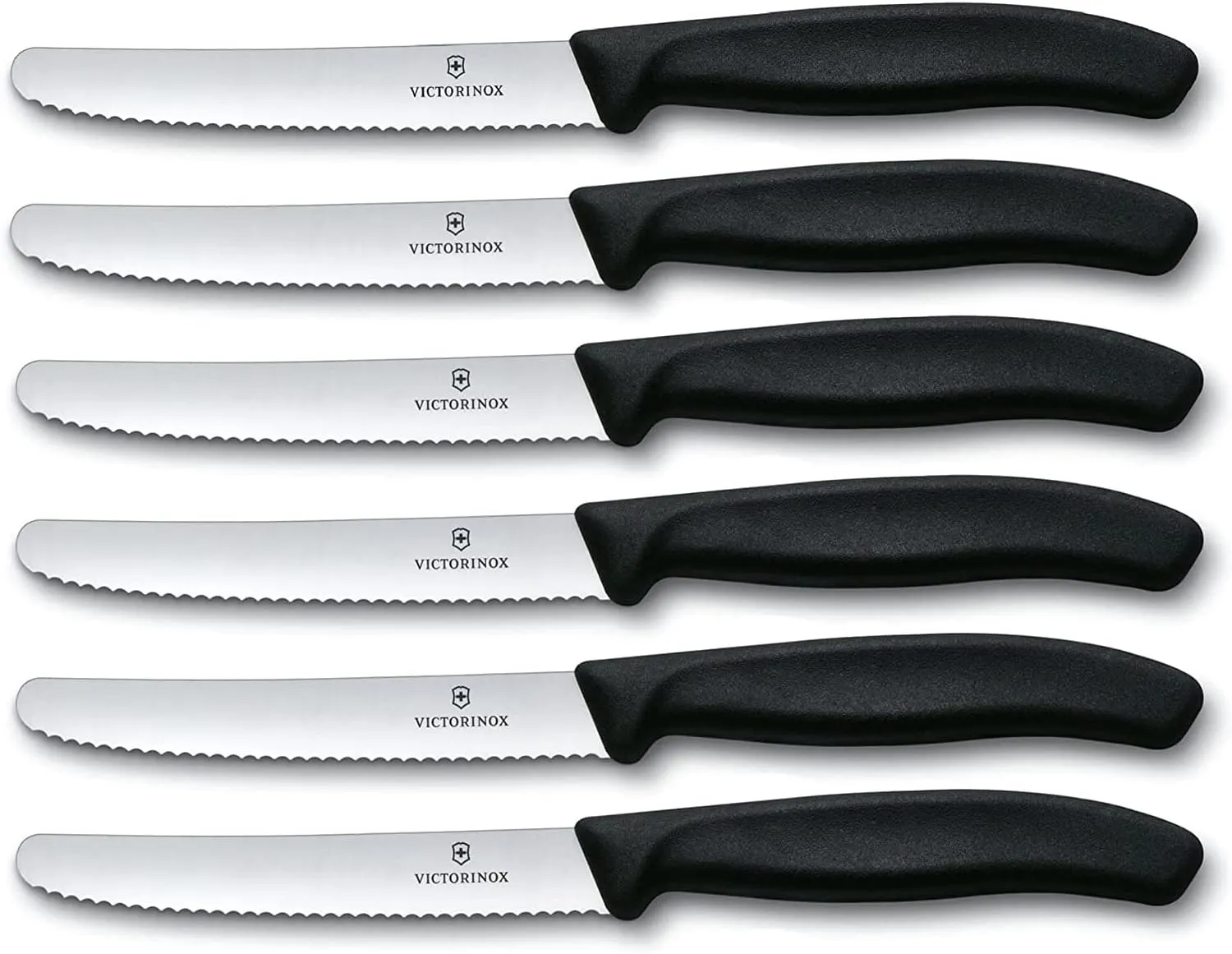 Bild von Victorinox 6 Stück Tafelmesser Swiss Classic mit Wellenschliff in Schwarz
