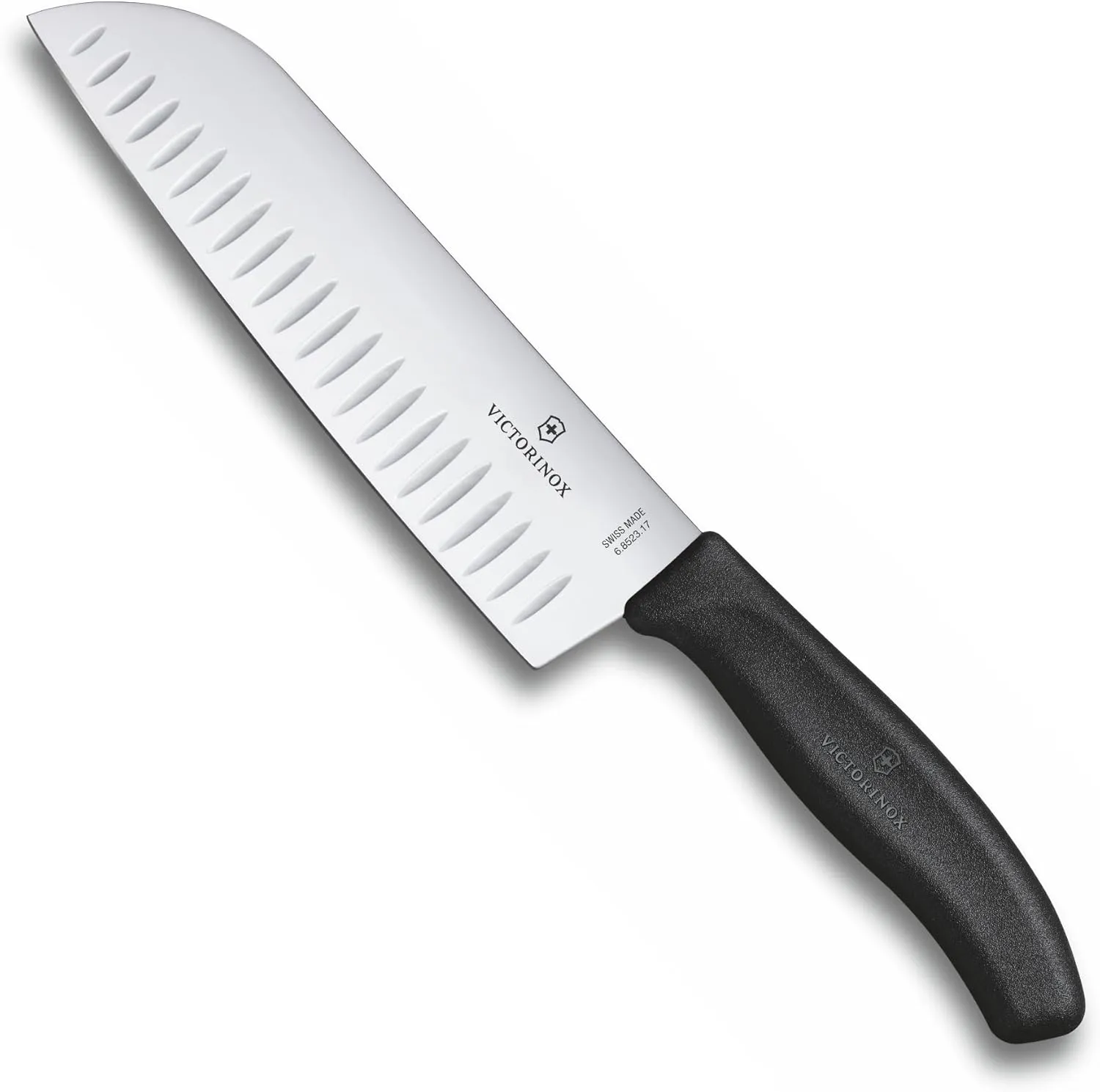Bild von Victorinox Santokumesser 17 cm mit Kullenschliff aus rostfreiem Stahl in Schwarz
