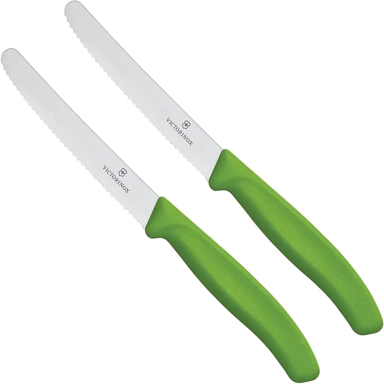 Bild von Victorinox Swiss Classic Profi Tomaten- und Tafelmesser mit 11 cm langer, extra scharfer Wellenschliffklinge aus rostfreiem Stahl in grün