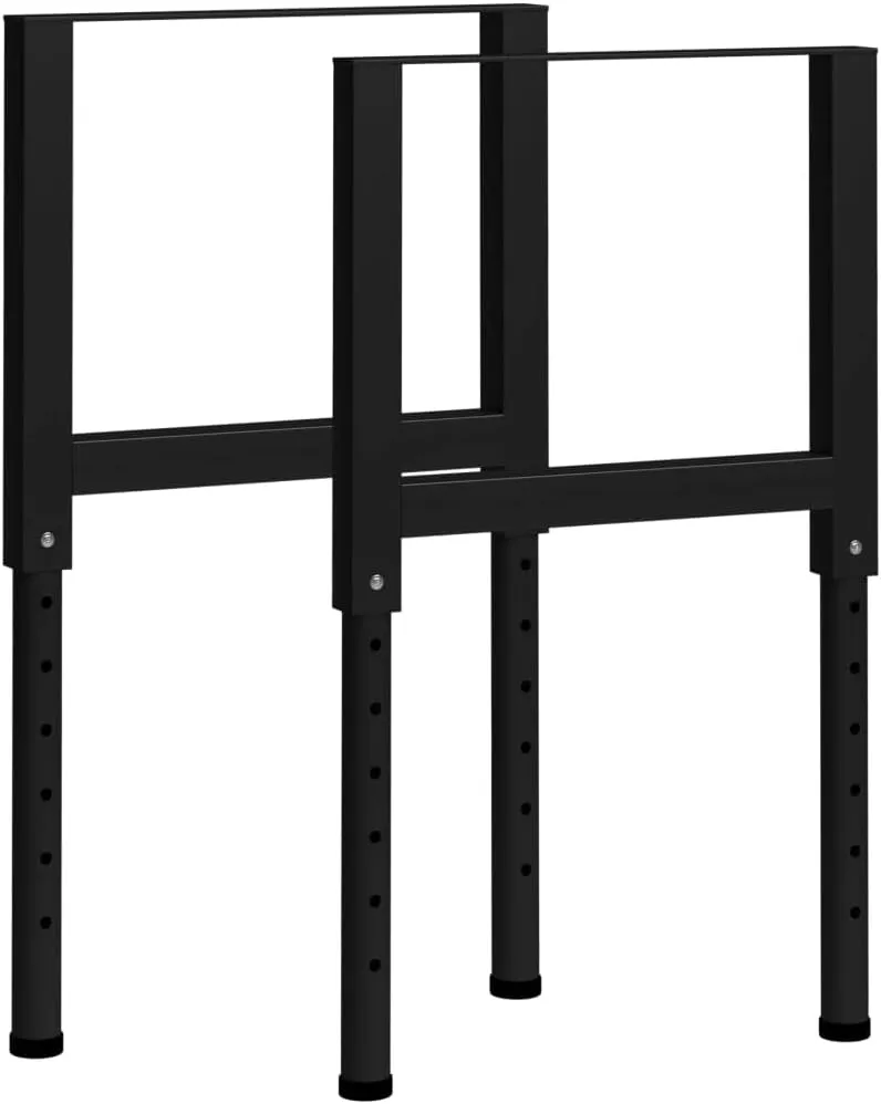 Bild von vidaXL 2X höhenverstellbares Werkbankgestell aus Metall in Schwarz, Maße 55x69 bis 95,5 cm