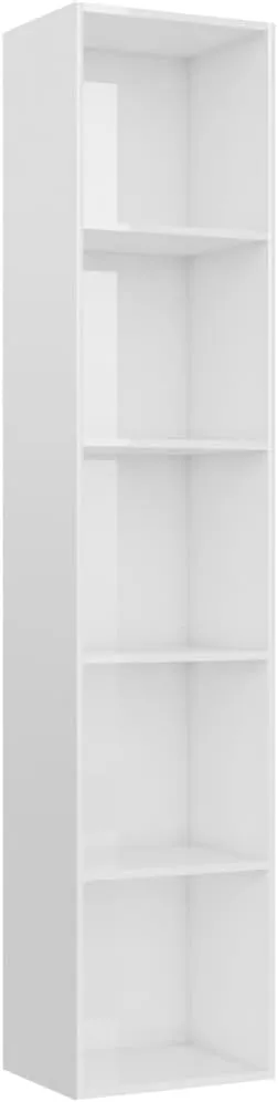Bild von vidaXL Bücherregal mit 5 Fächern in Hochglanz Weiß, 40x30x189 cm, vielseitig einsetzbar als Raumteiler oder Büroregal