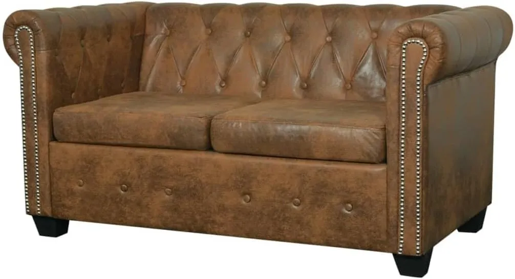 Bild von vidaXL Chesterfield 2-Sitzer Sofa aus braunem Kunstleder