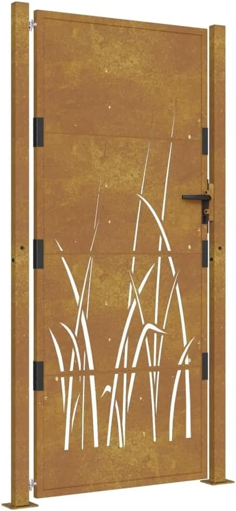 Bild von vidaXL Gartentor mit Gras-Design, abschließbar, 105x180 cm aus Cortenstahl