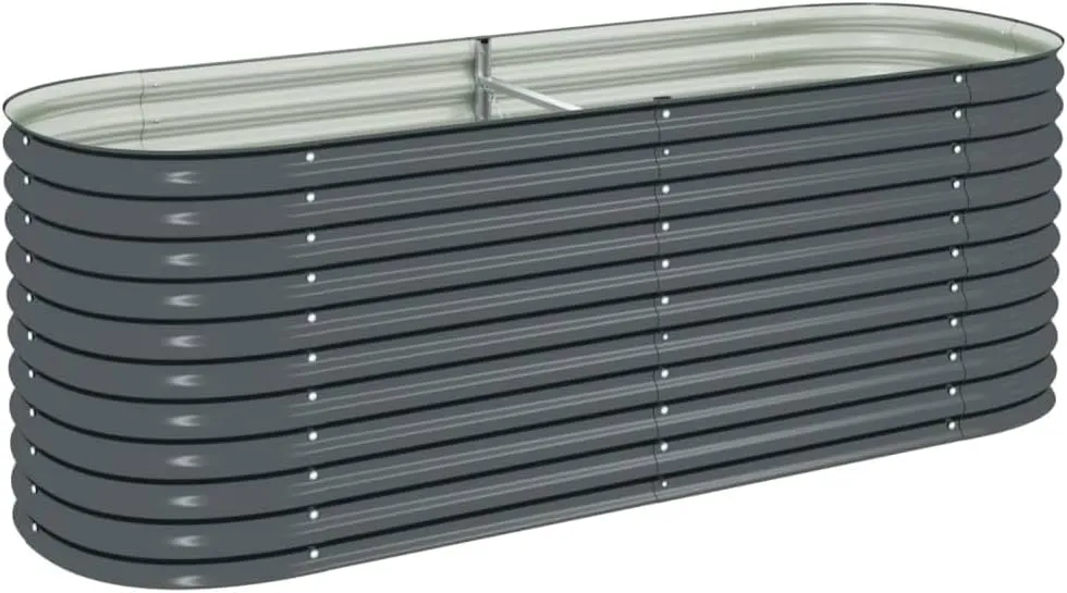 Bild von vidaXL Hochbeet aus Stahl in Grau mit den Maßen 240x80x81 cm für den Garten