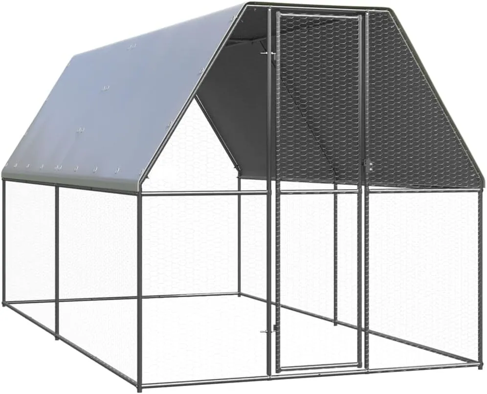 Bild von vidaXL Hühnerkäfig aus verzinktem Stahl mit den Maßen 2x4x2m für den Außenbereich