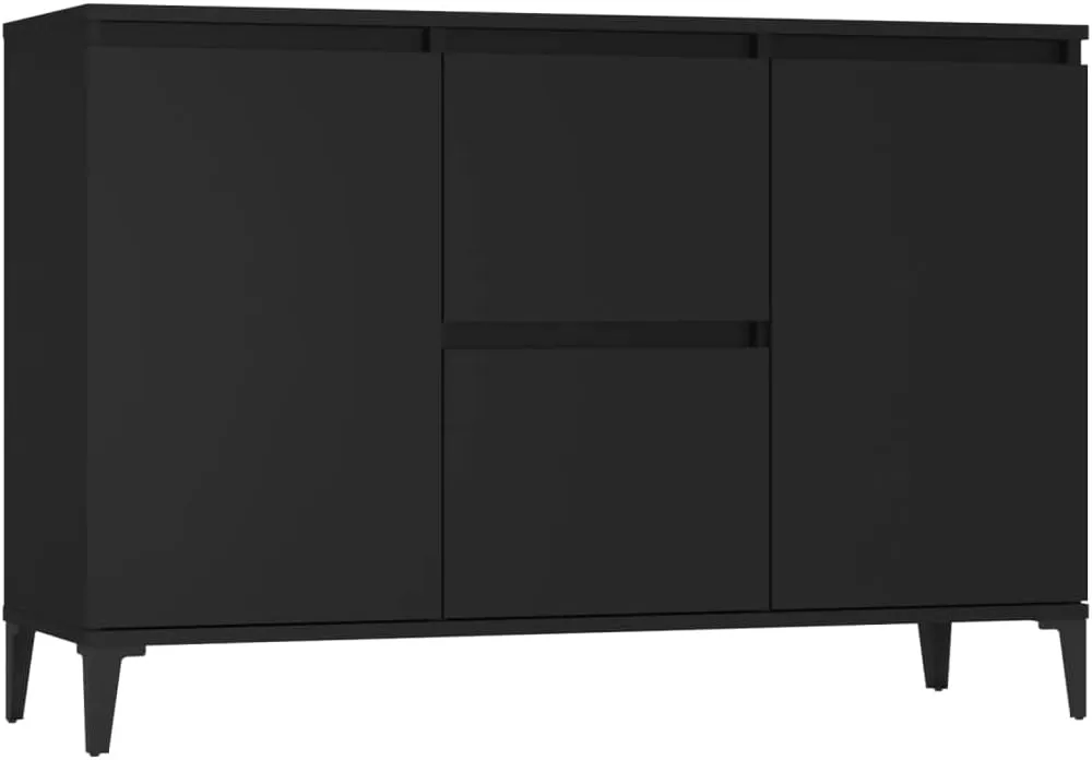 Bild von vidaXL Sideboard in Schwarz mit 2 Schubladen und 2 Türen, Maße 104x35x70 cm aus Holzwerkstoff