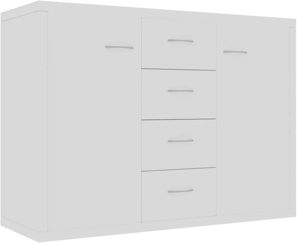 Bild von vidaXL Sideboard in Weiß mit 4 Schubladen und 2 Türen, Mehrzweckschrank für Wohnzimmer, Maße 88x30x65 cm