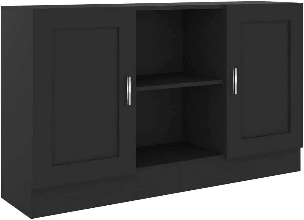 Bild von vidaXL Sideboard mit 2 Fächern und 2 Türen in Schwarz, Maße 120 x 30,5 x 70 cm aus Holzwerkstoff