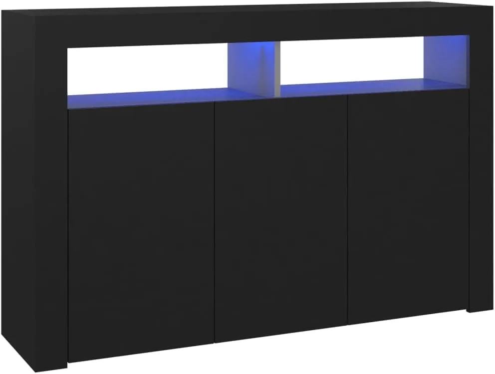 Bild von vidaXL Sideboard mit LED-Leuchten in Schwarz, 115,5 x 30 x 75 cm