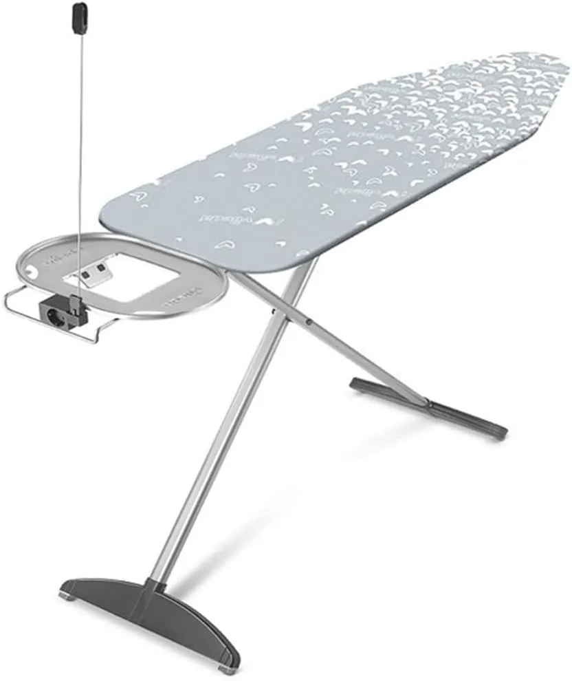 Bild von Vileda Premium Plus Bügelbrett mit extrabreiter Bügelfläche von 130 x 44 cm, höhenverstellbar von 80 bis 97 cm in Grau-Weiß