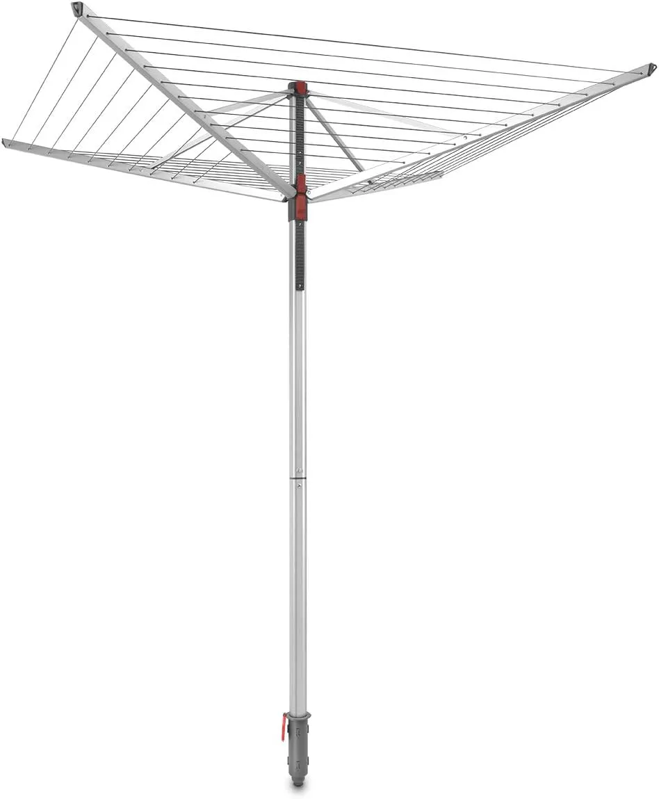 Bild von Vileda Sun-Lift Compact Wäschespinne mit 40 m Leinenlänge, höhenverstellbar von 1,55 bis 1,72 m, inklusive 8 Kleiderbügelhaltern und UV-beständiger Schutzhülle in Grau