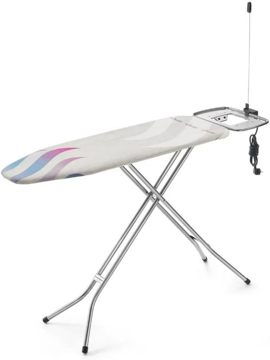 Bild von Vileda Total Reflect Plus M Bügelbrett mit 120 x 38 cm Bügelfläche und Höhenverstellung bis 96 cm, inklusive Kabelhalter