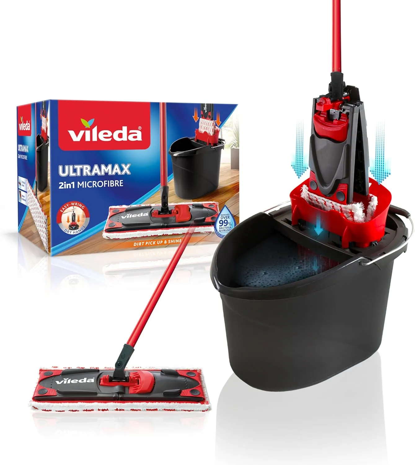 Bild von Vileda Ultramax Bodenwischer-Set in Schwarz-Rot mit einem Gewicht von 1,3 kg