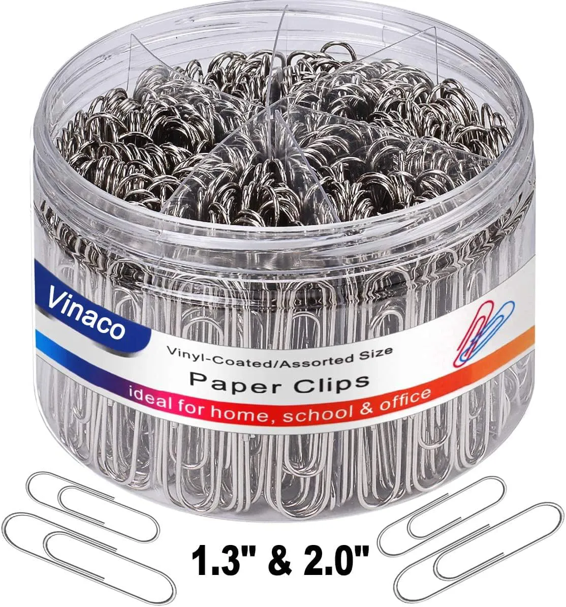 Bild von Vinaco Büroklammern Set mit 500 silbernen Klammern in 50 mm und 32 mm, langlebig und rostfrei für Schule und Büro