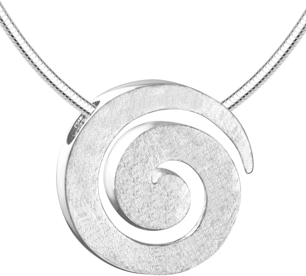 Bild von Vinani Damen Anhänger und Kette aus 925 Sterling Silber mit gebürsteter Spirale und Schlangenkette aus Italien